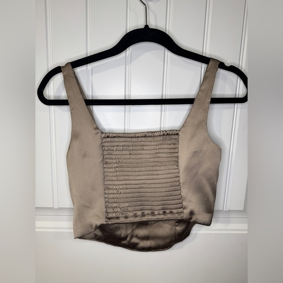 House of Harlow 1960 x Revolve Taupe Satin Corset Crop Top Bustier - Picture 6 of 6